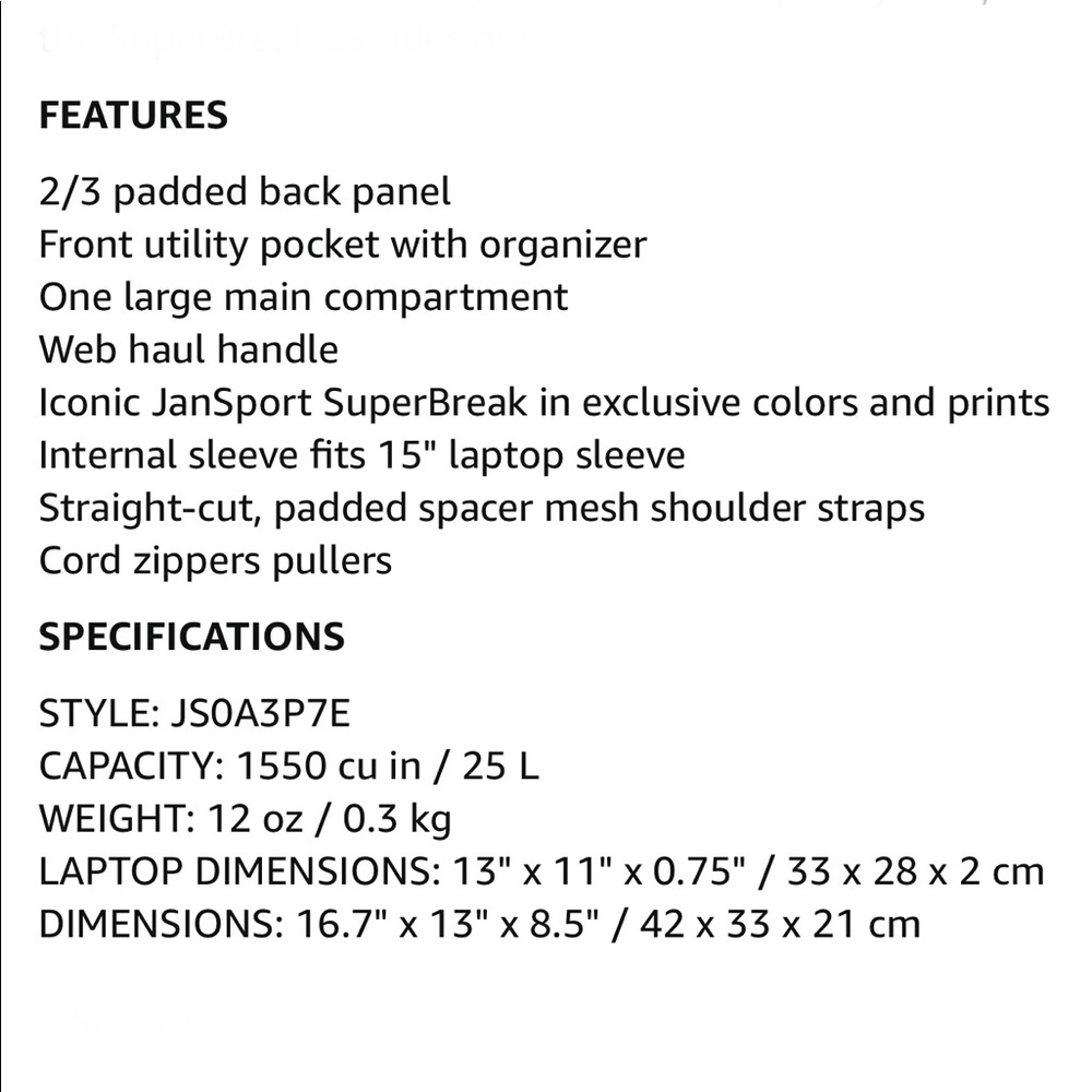 JANSPORT Superbreak LS Nimbus Cloud Tiger Camo Bag - Picture 12 of 12